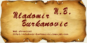 Mladomir Burkanović vizit kartica